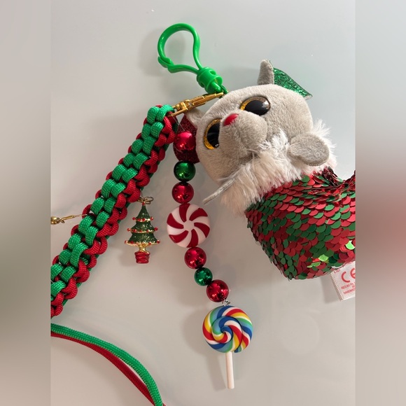 Miu Miu style | Handmade Holiday Purse Keyfob keychain with candy charms & plush - Picture 3 of 6